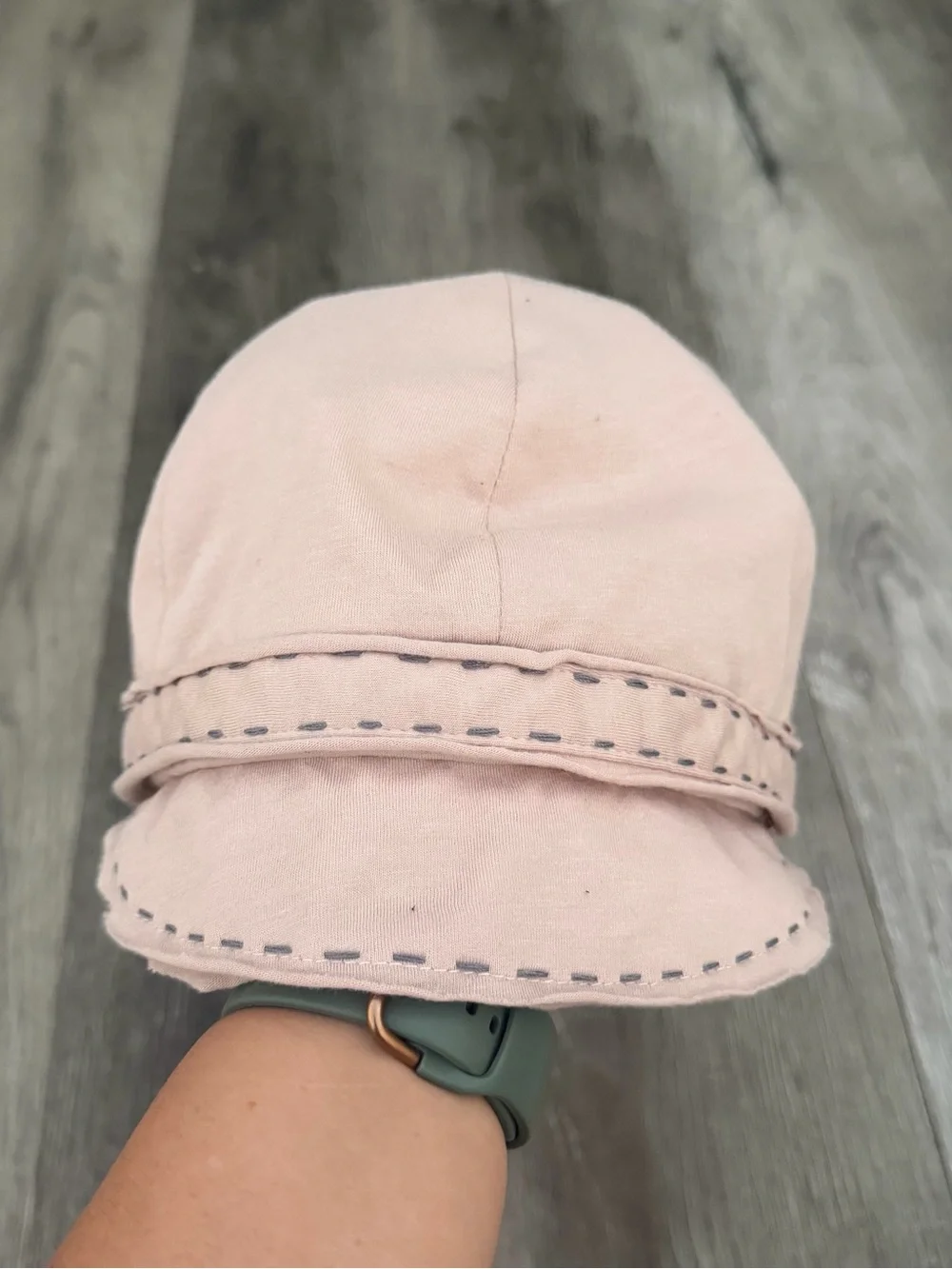 Scala Light Pink Newsboy Hat with Decorative Button O/S